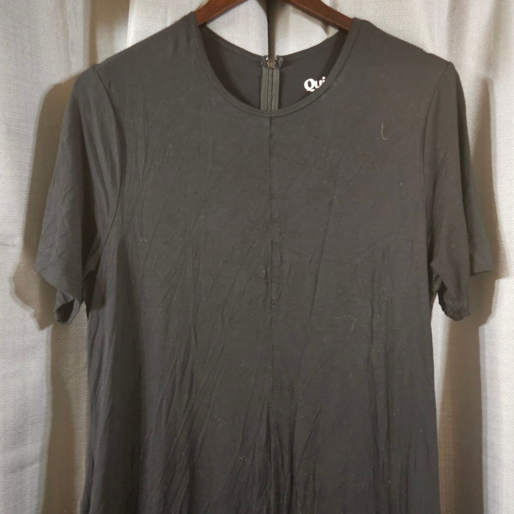 Quince Bamboo Everyday Jumpsuit Maternity Black Short Sleeve Relaxed Fit Medium